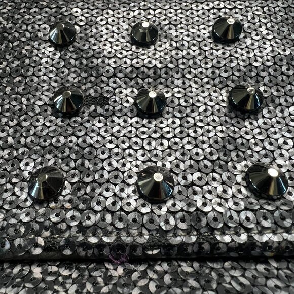 Deux Lux Black Sequin Studded Clutch Bag - Picture 6 of 7